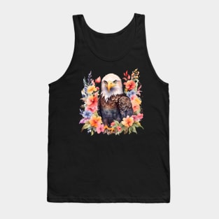 A bald eagle decorated with beautiful watercolor flowers Tank Top